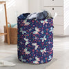 Blue Butterfly Floral Print Laundry Basket-grizzshop