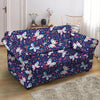 Blue Butterfly Floral Print Loveseat Cover-grizzshop