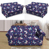 Blue Butterfly Floral Print Loveseat Cover-grizzshop