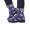 Blue Butterfly Floral Print Men's Boots-grizzshop