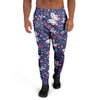 Blue Butterfly Floral Print Men's Joggers-grizzshop