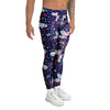 Blue Butterfly Floral Print Men's Leggings-grizzshop