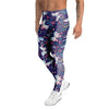 Blue Butterfly Floral Print Men's Leggings-grizzshop