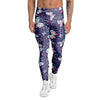 Blue Butterfly Floral Print Men's Leggings-grizzshop