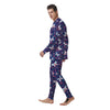 Blue Butterfly Floral Print Men's Pajamas-grizzshop