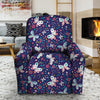 Blue Butterfly Floral Print Recliner Cover-grizzshop