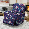 Blue Butterfly Floral Print Recliner Cover-grizzshop