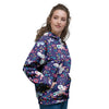 Blue Butterfly Floral Print Women's Hoodie-grizzshop