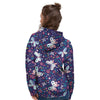 Blue Butterfly Floral Print Women's Hoodie-grizzshop