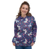 Blue Butterfly Floral Print Women's Hoodie-grizzshop