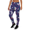 Blue Butterfly Floral Print Women's Joggers-grizzshop