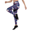 Blue Butterfly Floral Print Women's Leggings-grizzshop