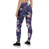 Blue Butterfly Floral Print Women's Leggings-grizzshop