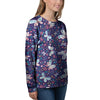 Blue Butterfly Floral Print Women's Sweatshirt-grizzshop