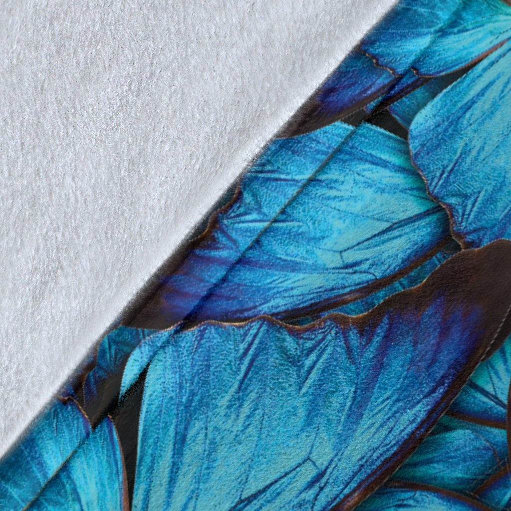 Blue Butterfly Pattern Print Blanket-grizzshop