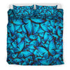 Blue Butterfly Pattern Print Duvet Cover Bedding Set-grizzshop