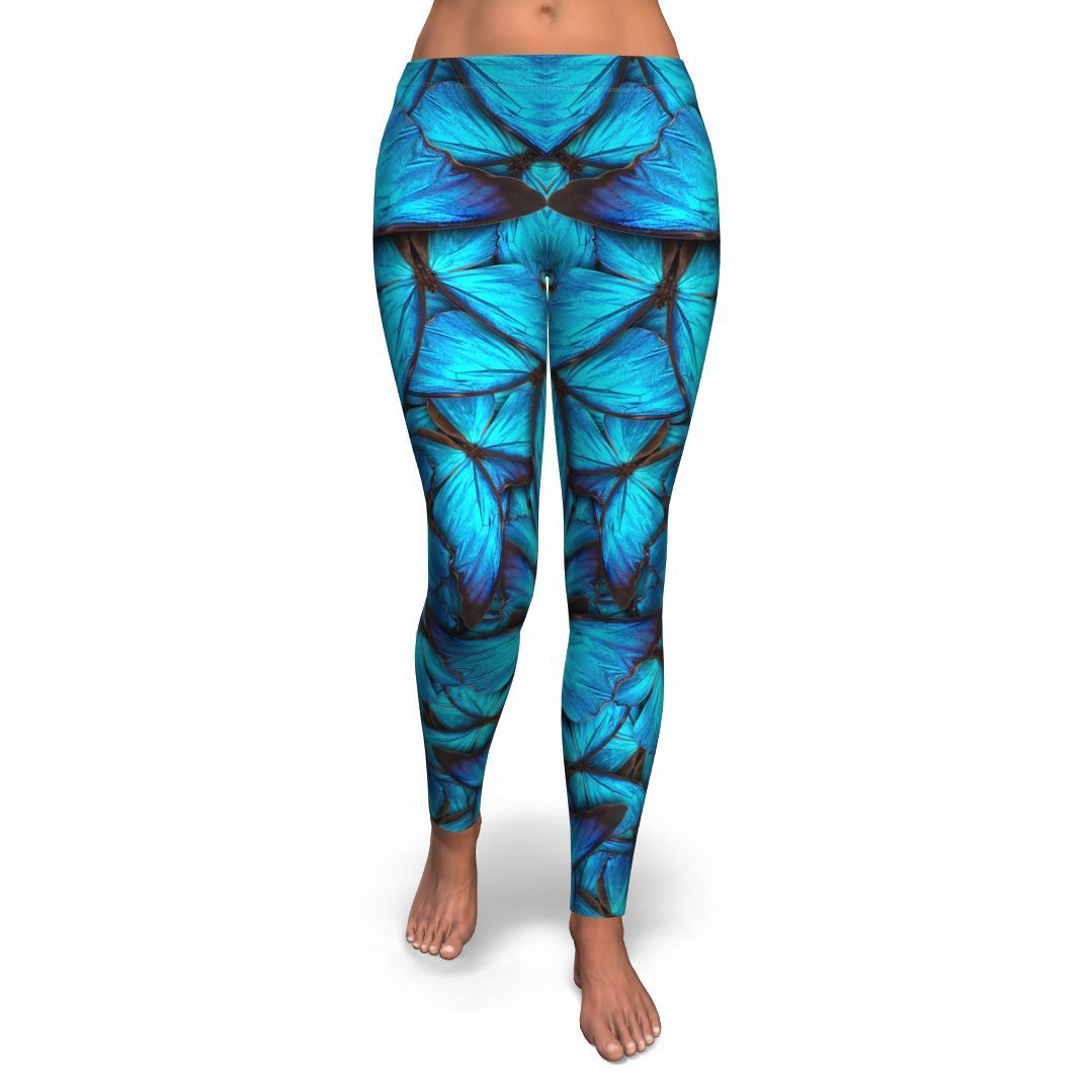 Blue Butterfly Pattern Print Pattern Women Leggings-grizzshop