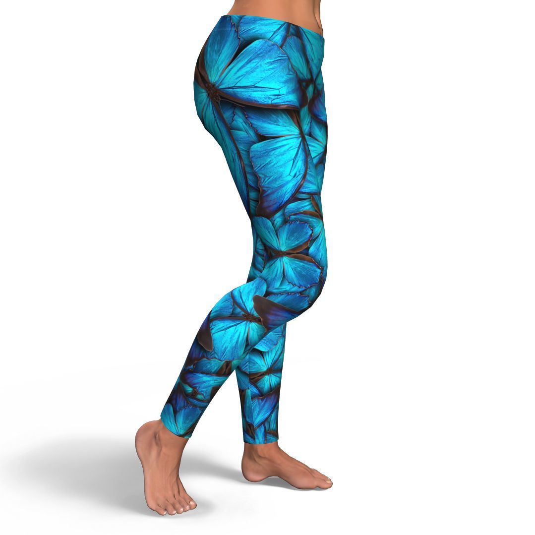 Blue Butterfly Pattern Print Pattern Women Leggings-grizzshop