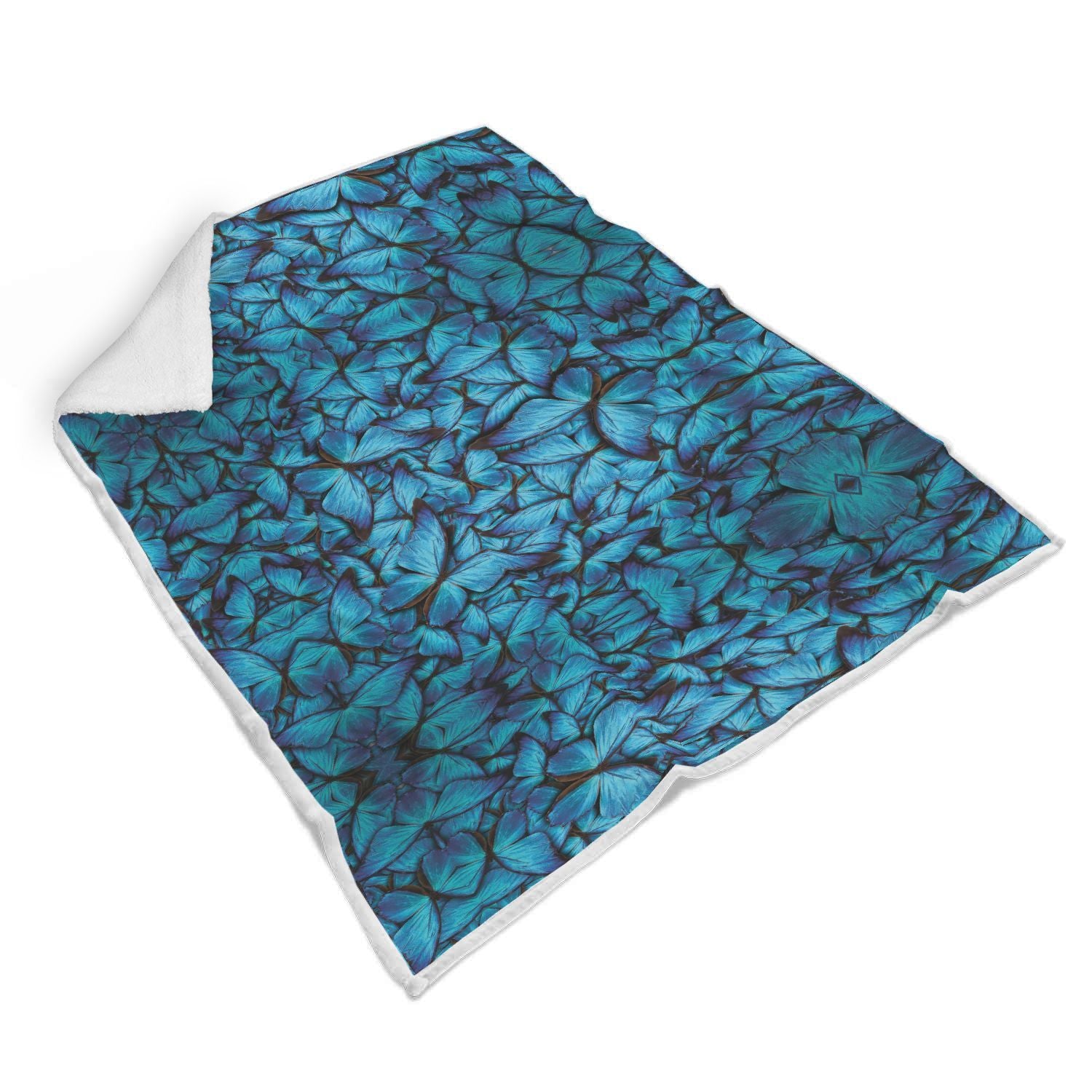 Blue Butterfly Pattern Print Throw Blanket-grizzshop