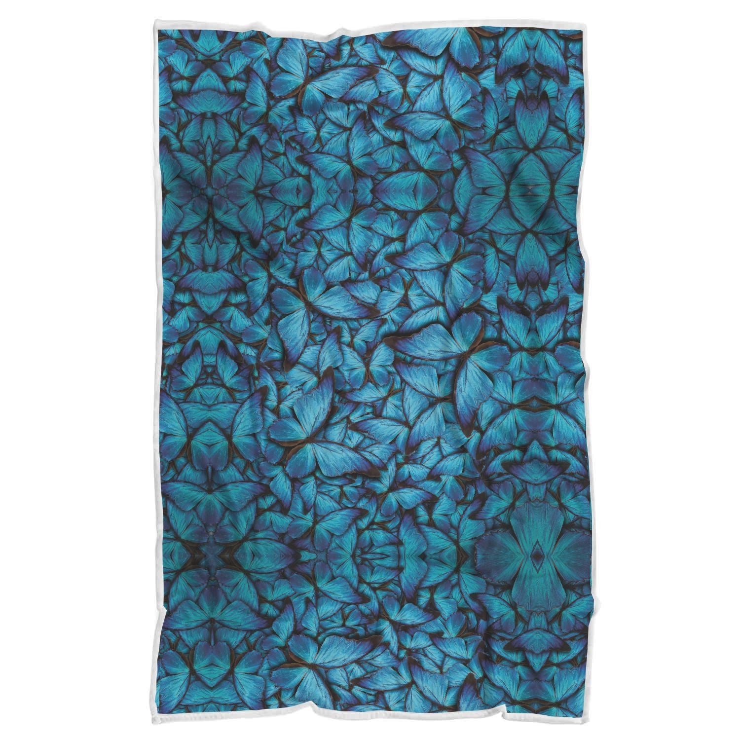 Blue Butterfly Pattern Print Throw Blanket-grizzshop