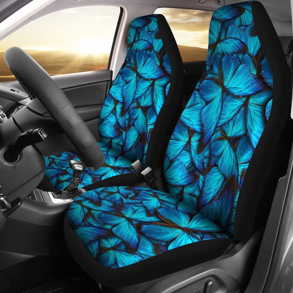 Blue Butterfly Pattern Print Universal Fit Car Seat Cover-grizzshop