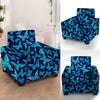 Blue Butterfly Print Armchair Cover-grizzshop