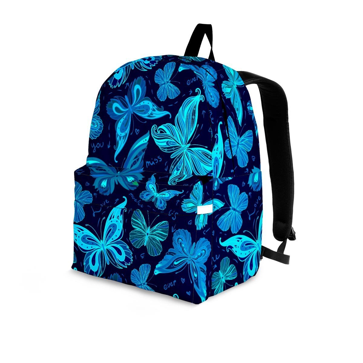 Blue Butterfly Print Backpack-grizzshop