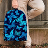 Blue Butterfly Print Backpack-grizzshop