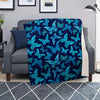 Blue Butterfly Print Blanket-grizzshop