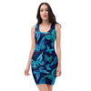 Blue Butterfly Print Bodycon Dress-grizzshop