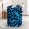 Blue Butterfly Print Laundry Basket-grizzshop