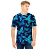 Blue Butterfly Print Men T Shirt-grizzshop