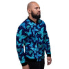 Blue Butterfly Print Men's Bomber Jacket-grizzshop