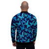 Blue Butterfly Print Men's Bomber Jacket-grizzshop