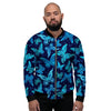 Blue Butterfly Print Men's Bomber Jacket-grizzshop