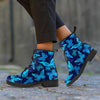 Blue Butterfly Print Men's Boots-grizzshop