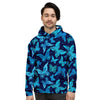 Blue Butterfly Print Men's Hoodie-grizzshop