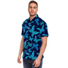 Blue Butterfly Print Men's Short Sleeve Shirt-grizzshop