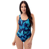 Blue Butterfly Print One Piece Swimsuite-grizzshop