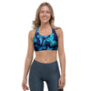 Blue Butterfly Print Sports Bra-grizzshop