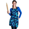 Blue Butterfly Print Women's Apron-grizzshop