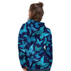 Blue Butterfly Print Women's Hoodie-grizzshop