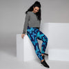 Blue Butterfly Print Women's Joggers-grizzshop