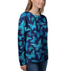 Blue Butterfly Print Women's Sweatshirt-grizzshop