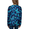 Blue Butterfly Print Women's Sweatshirt-grizzshop