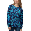 Blue Butterfly Print Women's Sweatshirt-grizzshop