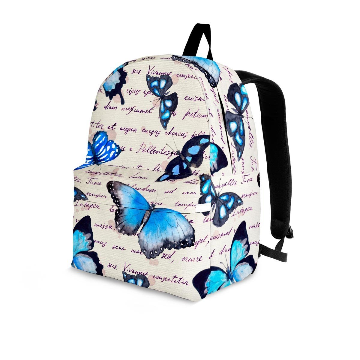Blue Butterfly Watercolor Print Backpack-grizzshop