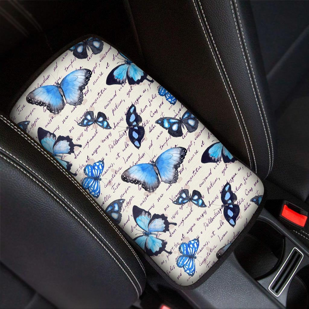 Blue Butterfly Watercolor Print Car Console Cover-grizzshop