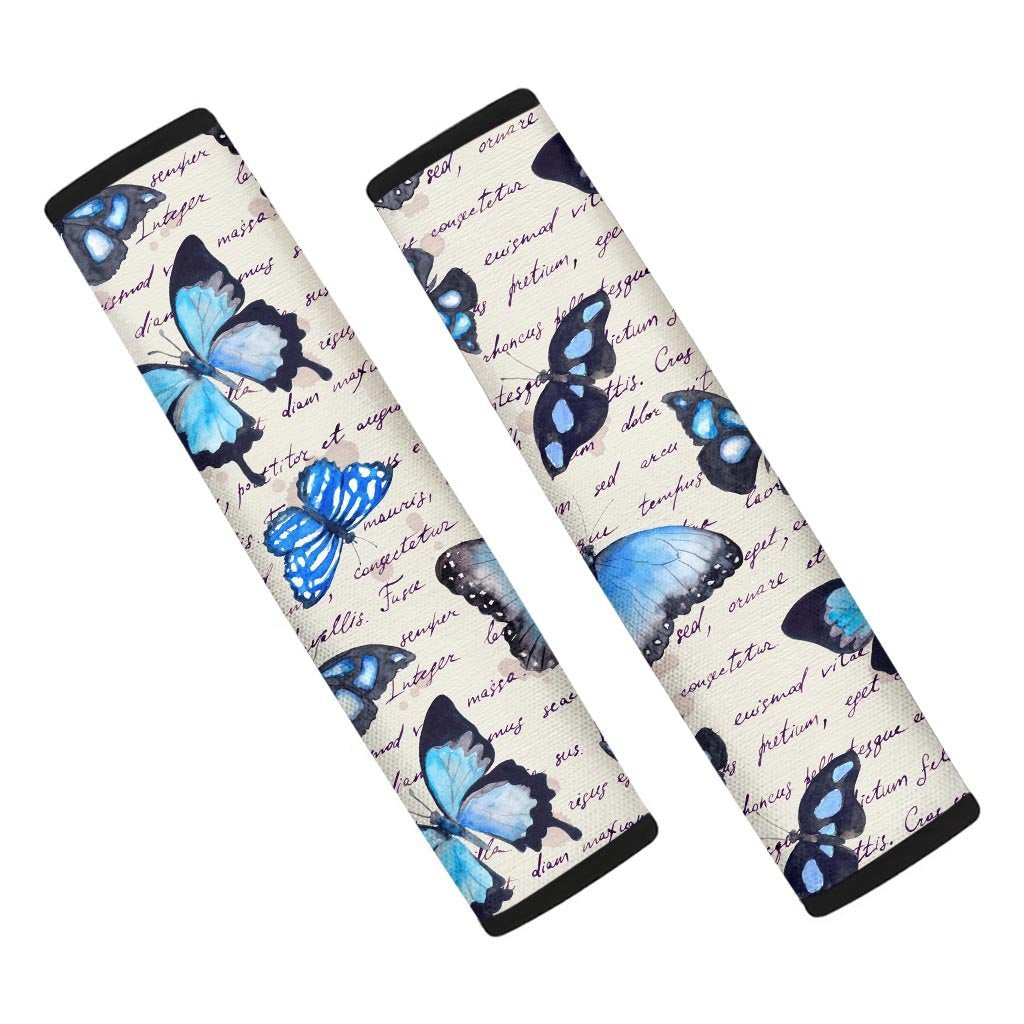 Blue Butterfly Watercolor Print Seat Belt Cover-grizzshop