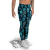 Blue Calavera Skull Print Pattern Men's Leggings-grizzshop